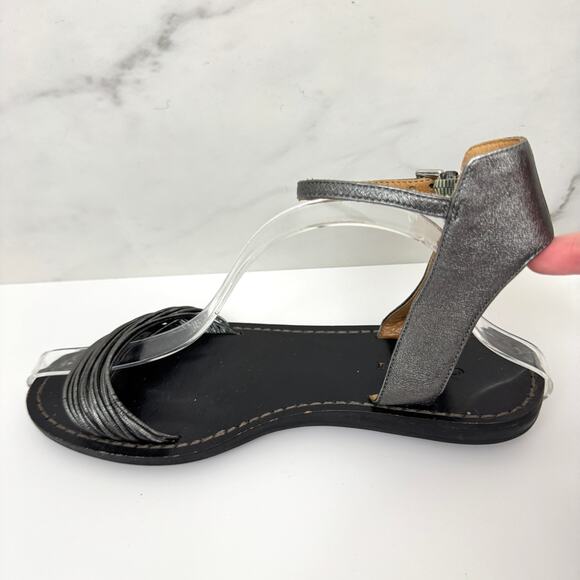 Coach Womens Melynda Sandals Size 7 Leather Strappy Metallic Summer Silver Gray - Picture 2 of 12